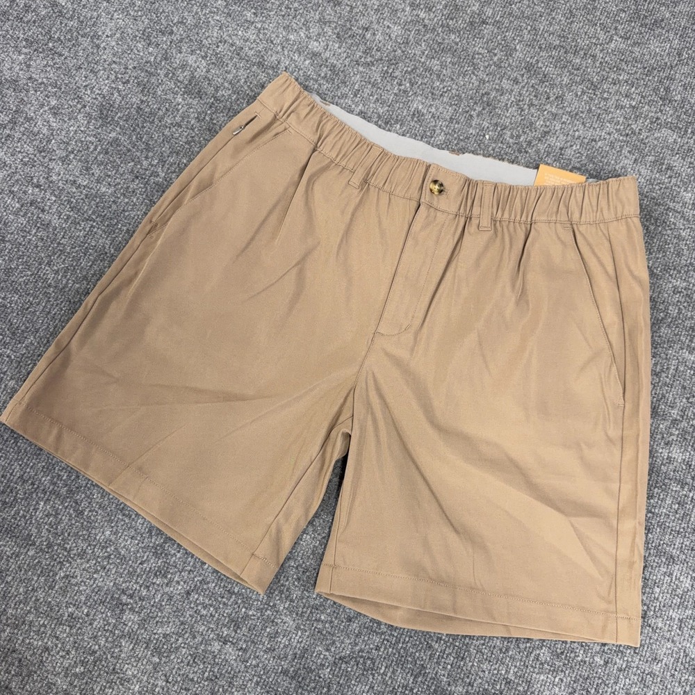 Wowie Shorts Mens Large Tan Brown Daily Short 7 Inch Inseam Elastic Waist Chino